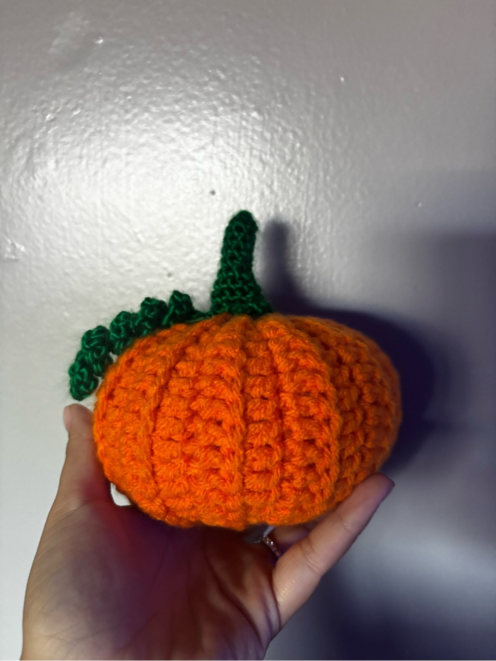 Handmade Orange Crochet Pumpkin with Green Stem - Home Accents
